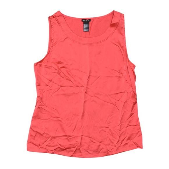 Ann Taylor Red Polyester Blouse M Size Crew Neck Sleeveless Solid Top - Picture 1 of 7